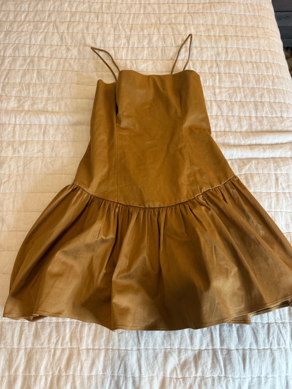 Brown Ruffled Hem Mini Dress - Picture 2 of 5